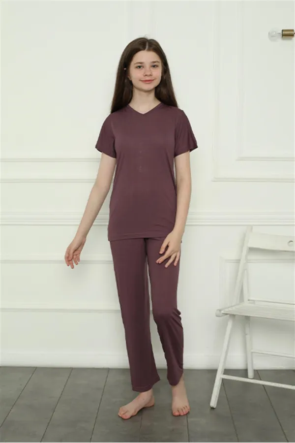 Moda Çizgi Kız Çocuk Penye Pijama Takım 20399