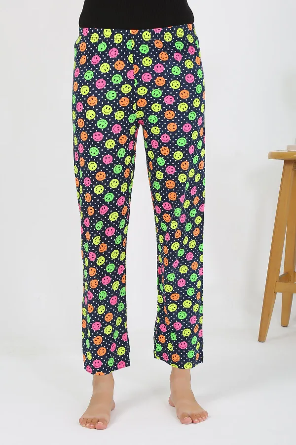 Moda Çizgi Kadın Penye Smile Desenli Tek Alt Pijama 27537