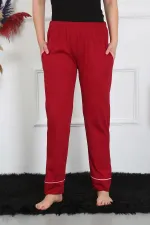 Moda Çizgi Kadın Pamuk Penye Cepli Tek Alt Pijama Bordo 27512