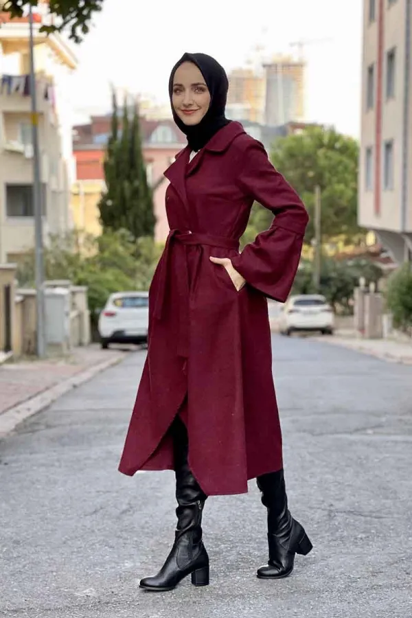 Kaşe Kaban Bordo