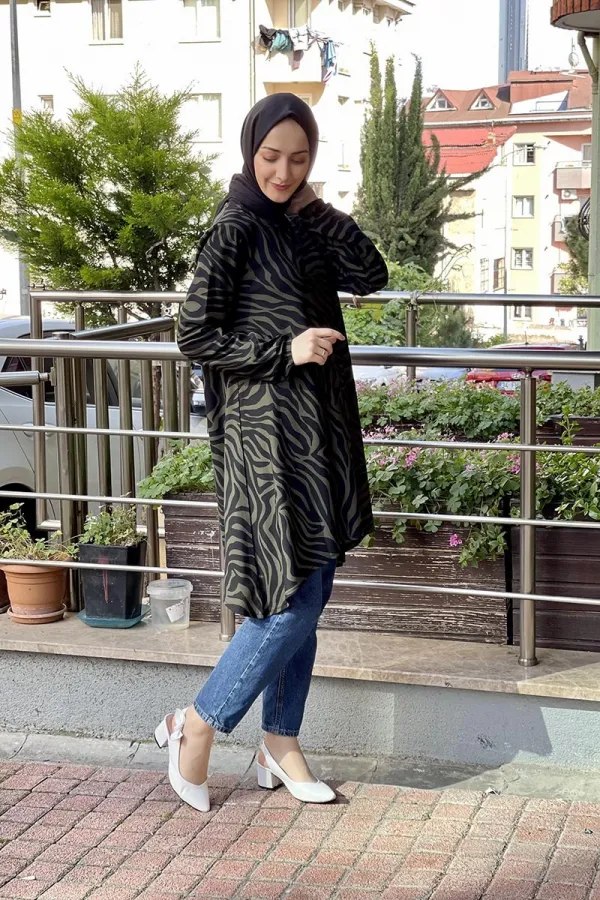 Moda Çizgi Desenli Tunik